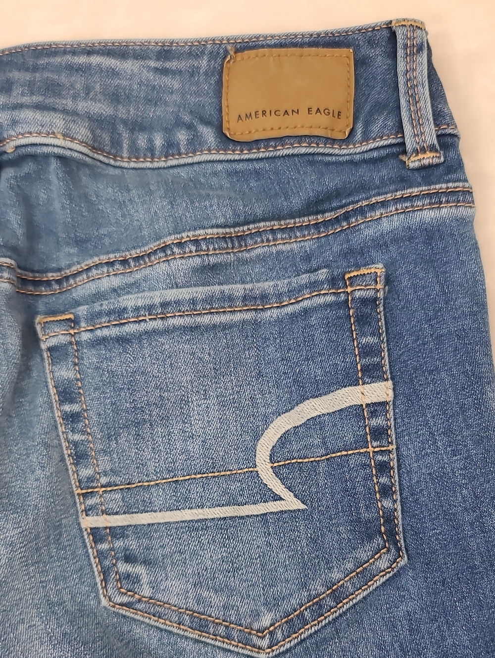 AE Next Level Artist Stretch Cotton Denim Low Rise Straight Crop Leg Jean Blue - Picture 17 of 17
